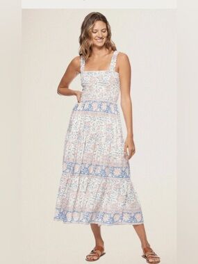 Flag & Anthem 100% Cotton Smocked Floral Midi Dress XLarge, Cottagecore‎ Prairie
